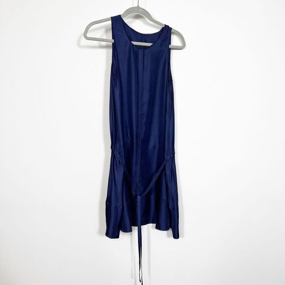 RAG & BONE Dress Navy Blue Drop Waist Silk Midi Sleeveless Womens XS - Picture 12 of 12